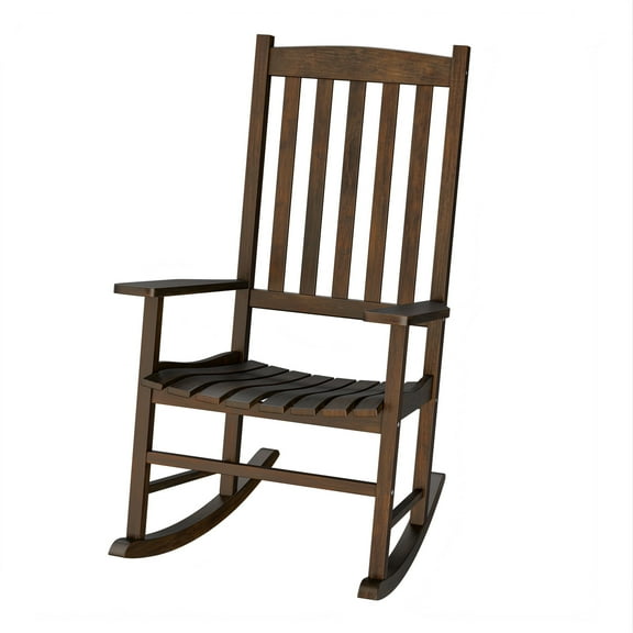 HomGarden Patio Wood Rocking Chair Indoor Outdoor Rocker All-Weather 400lbs Capacity - Natural