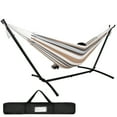 thumbnail image 1 of HomGarden Portable Double Outdoor Hammock W/9FT Stand Set,Carry Case, 78.7” L x 61” W, Brown, 1 of 11