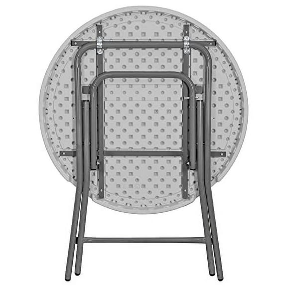 HomGarden Round Folding Table 2.6 Foot Portable Heavy Duty Plastic Foldable Table Small Indoor Outdoor Folding Table with Carrying Handle for Kitchen Party Camping Picnic Wedding,