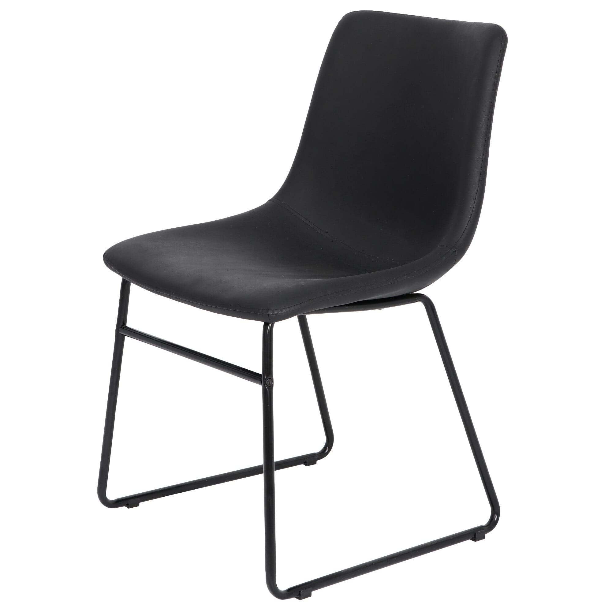 HomGarden Set of 2 Dining Chair W/Backrest Modern PU Leather Side Chair for Kitchen & Dining Room Black