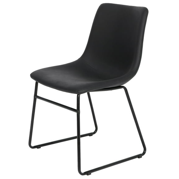 HomGarden Set of 2 Dining Chair W/Backrest Modern PU Leather Side Chair for Kitchen & Dining Room Black