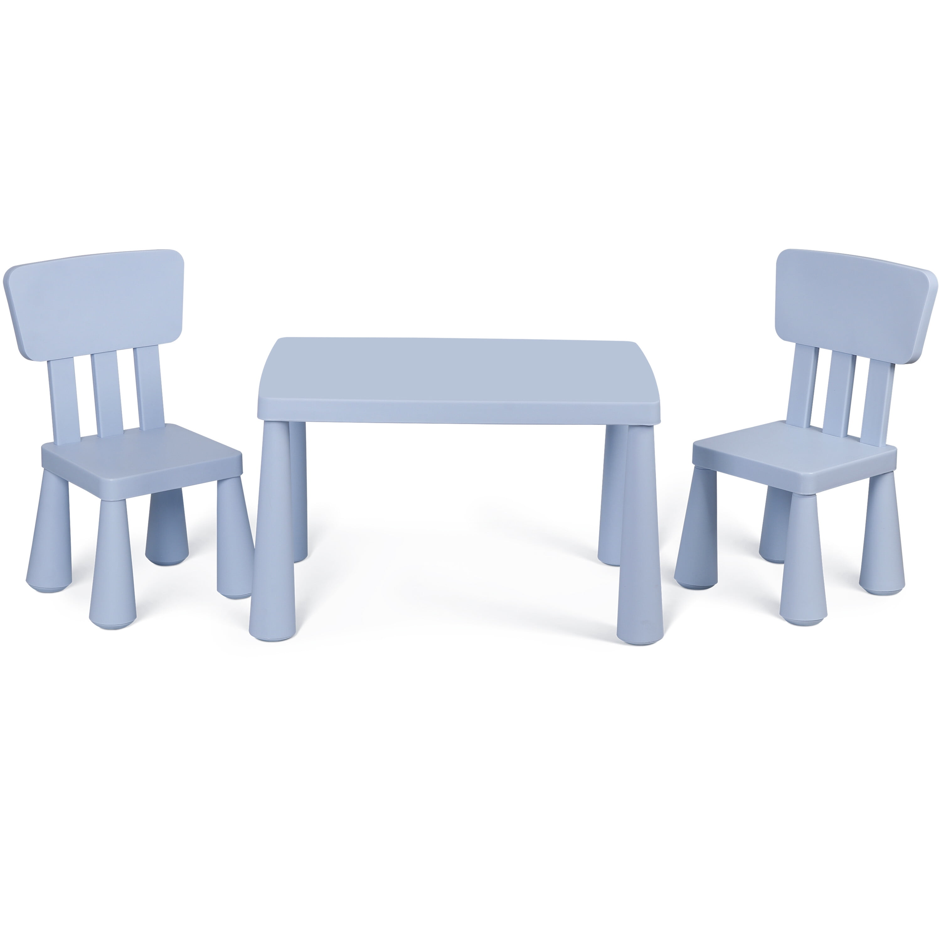HomGarden Toddler Kids Table & 2 Chair Set 3Pcs Plastic Children Activity Table for Ages 1-7 Blue