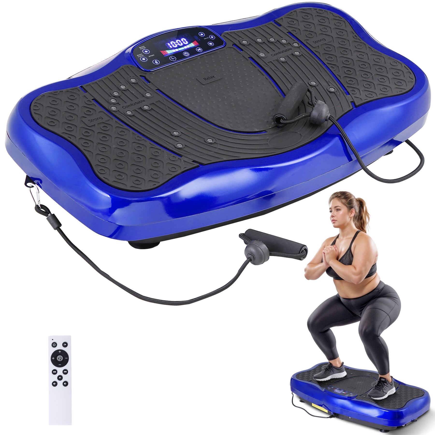 HomGarden Vibration Plate Exercise Machine 120 Levels Full Body Fitness Workout Platform Lymphatic Drainage W/Bluetooth, USB Port, Remote, Blue