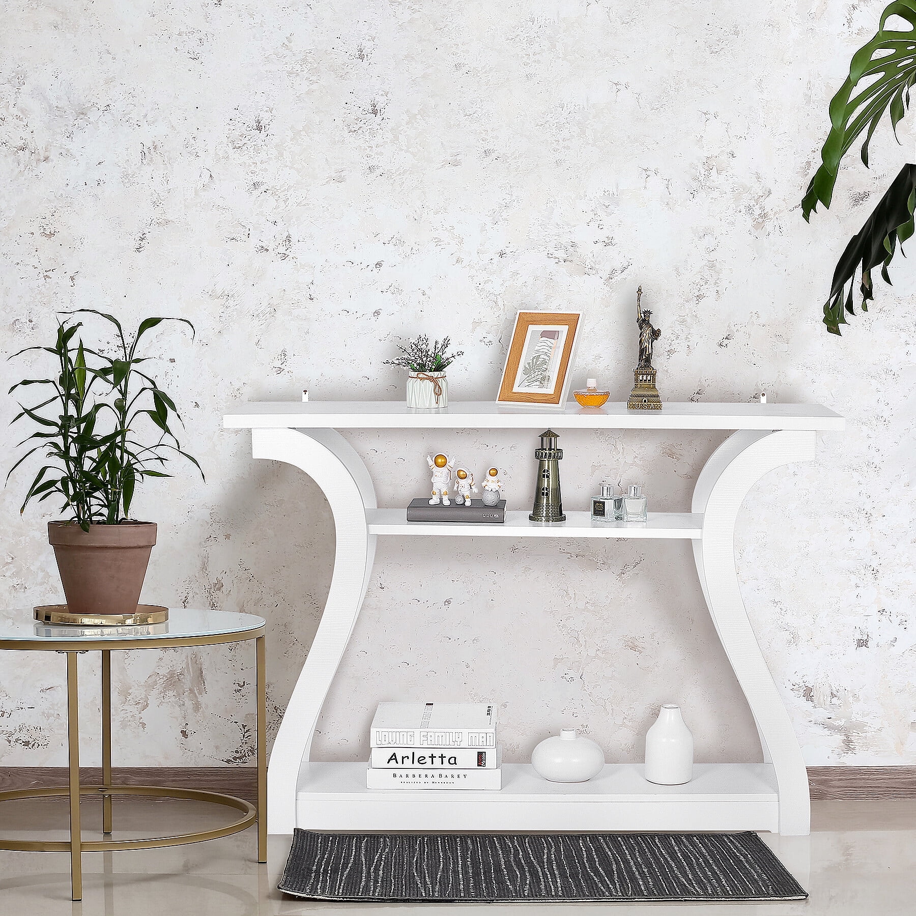 HomGarden 3 Tier Narrow Console Table White Accent Sofa Table for Living Room Bedroom Walmart