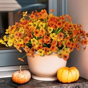 HomWamee 16 Bundles Artificial Fake Fall Flowers for Outdoor Outside Decoration