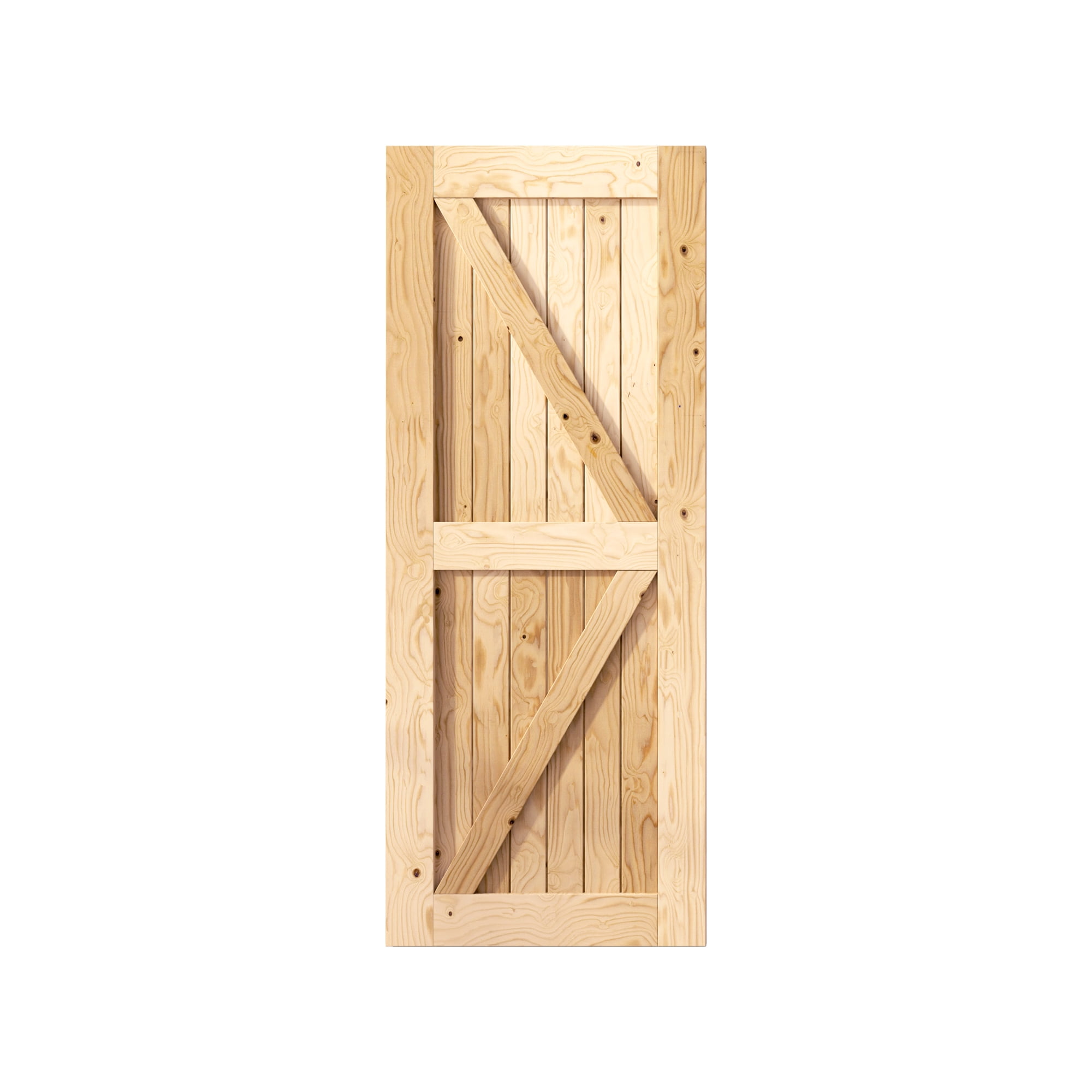 Unfinished Natural Pine Solid Core Barn Door, 36" x 84"