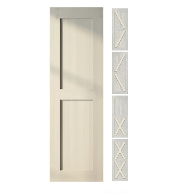 Homacer 5-in-1 Design 20'' W x 80'' H x 1-3/8'' D Solid Wood Barn Door, Finished and Unassembled, with Pre-drilled Holes for Easy Assemble and Pre-routed Groove, Interior Only (Tinsmith Gray)