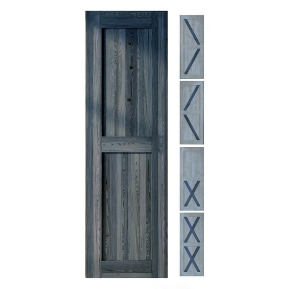Homacer 5-in-1 Design 20'' W x 80'' H x 1-3/8'' D Solid Wood Barn Door, Finished and Unassembled, with Pre-drilled Holes for Easy Assemble and Pre-routed Groove, Interior Only (Navy)
