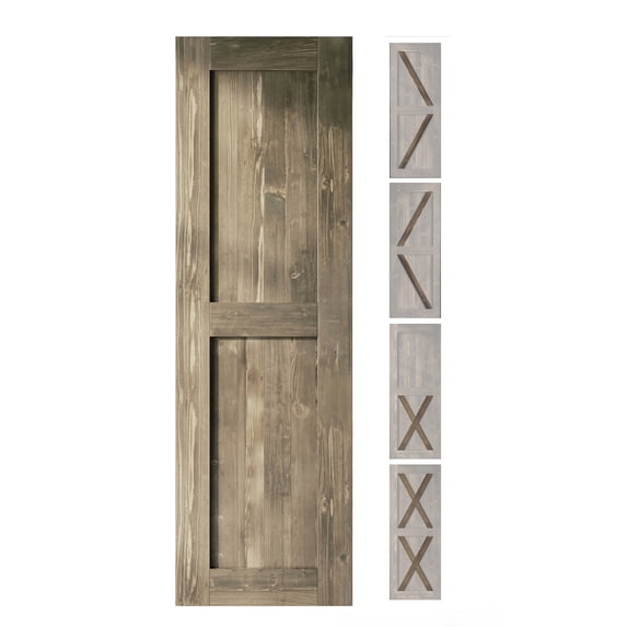 Homacer 5-in-1 Design 20'' W x 80'' H x 1-3/8'' D Solid Wood Barn Door, Finished and Unassembled, with Pre-drilled Holes for Easy Assemble and Pre-routed Groove, Interior Only (Red Mahogany)