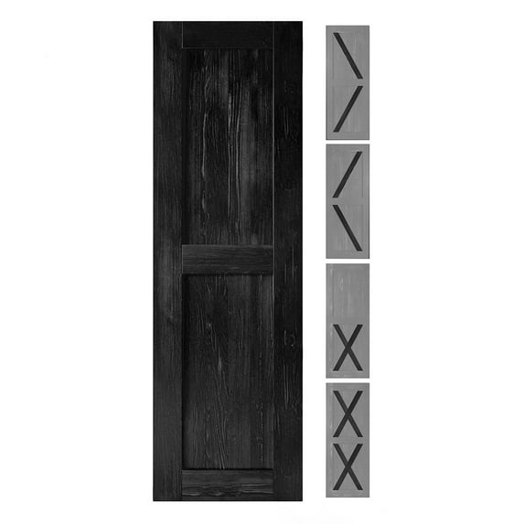 Homacer 5-in-1 Design 20'' W x 84'' H x 1-3/8'' D Solid Wood Barn Door, Finished and Unassembled, with Pre-drilled Holes for Easy Assemble and Pre-routed Groove, Interior Only (Black)