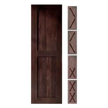 Homacer 5-in-1 Design 20'' W x 84'' H x 1-3/8'' D Solid Wood Barn Door, Finished and Unassembled, with Pre-drilled Holes for Easy Assemble and Pre-routed Groove, Interior Only (Red Mahogany)