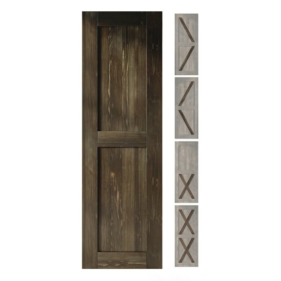 Homacer 5-in-1 Design 22'' W x 84'' H x 1-3/8'' D Solid Wood Barn Door, Finished and Unassembled, with Pre-drilled Holes for Easy Assemble and Pre-routed Groove, Interior Only (Ebony)