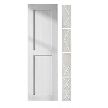 Homacer 5-in-1 Design 24'' W x 80'' H x 1-3/8'' D Solid Wood Barn Door, Finished and Unassembled, with Pre-drilled Holes for Easy Assemble and Pre-routed Groove, Interior Only (White)