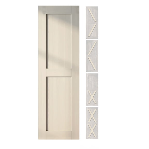Homacer 5-in-1 Design 26'' W x 84'' H x 1-3/8'' D Solid Wood Barn Door, Finished and Unassembled, with Pre-drilled Holes for Easy Assemble and Pre-routed Groove, Interior Only (Tinsmith Gray)