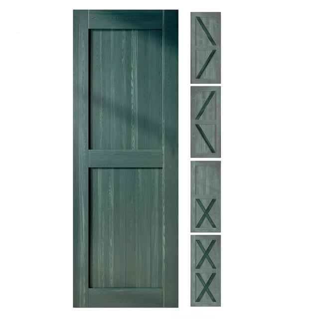 Homacer 5-in-1 Design 36'' W x 84'' H x 1-3/8'' D Solid Wood Barn Door, Finished and Unassembled, with Pre-drilled Holes for Easy Assemble and Pre-routed Groove, Interior Only (Royal Pine)