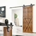 thumbnail image 1 of Homacer Black Rustic Sliding Barn Door Hardware Kit, for One/Single Door, 18ft Long Flat Track, Diamond Design Roller, Heavy Duty, for Interior & Exterior Use, 1 of 3