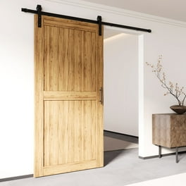 SmileMart 6.6 FT Single Wood Sliding Barn Door Sliding Hardware Track Set Kit Black SmileMart 6.6 FT Single Wood Sliding Barn Door Sliding Hardware Track Set Kit Black