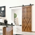 thumbnail image 1 of Homacer Black Rustic Sliding Barn Door Hardware Kit, for One/Single Door, 8ft Long Flat Track, T-Shape Design Roller, Heavy Duty, for Interior & Exterior Use, 1 of 7