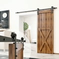 thumbnail image 1 of Homacer Black Rustic Sliding Barn Door Hardware Kit, for One/Single Door, 9ft Long Flat Track, Straight Design Roller, Heavy Duty, for Interior & Exterior Use, 1 of 7