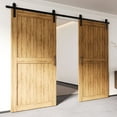 thumbnail image 1 of Homacer Black Rustic Sliding Barn Door Hardware Kit, for Two/Double Doors, 15ft Long Flat Track, Classic Design Roller, Heavy Duty, for Interior & Exterior Use, 1 of 7