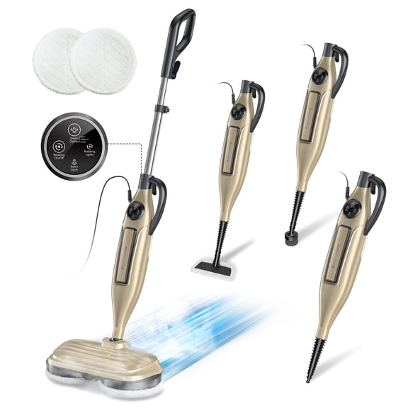 Homadio Steam Mop, 8-in-1 Corded Steam Cleaner with Rotating Scrubbing Pads, Detachable Handheld, Fast Heat-up, Multi-Surface for Hardwood, Tile, Marble Floors, Kitchen & Home