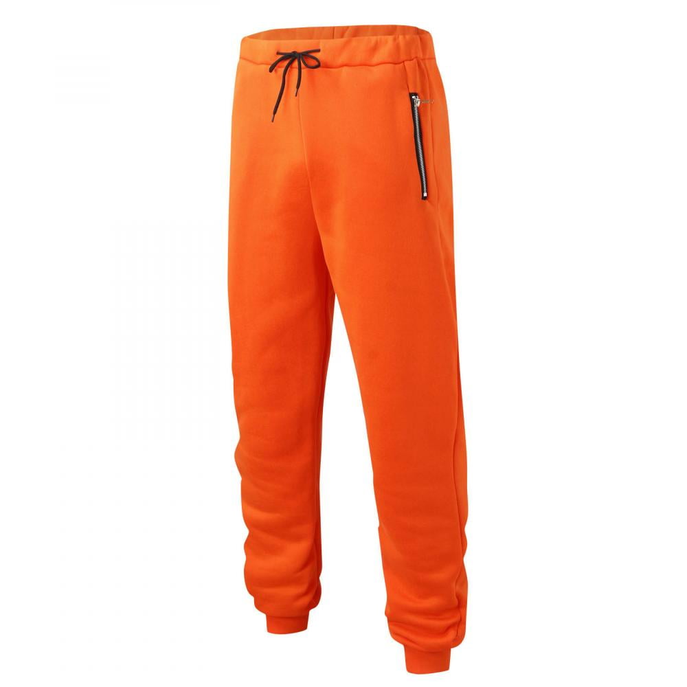 Homadles Joggers Sweatpants for Men- with Pockets Casual Realxed Fit  Drawstring Quick Dry Solid Baggy Men's pants Orange L