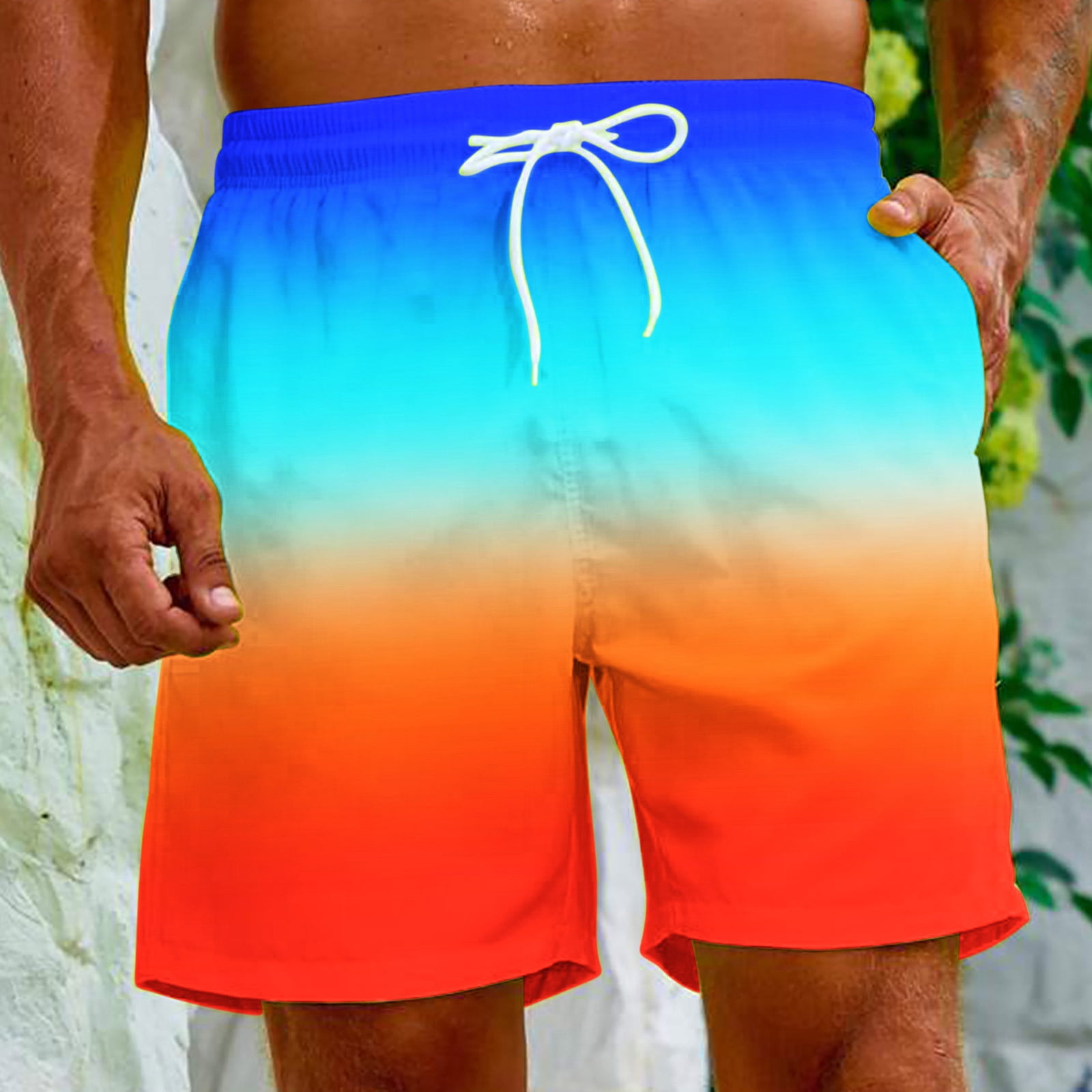 Homadles Mens Board Shorts Fashion Quick Dry with Pockets Gradient