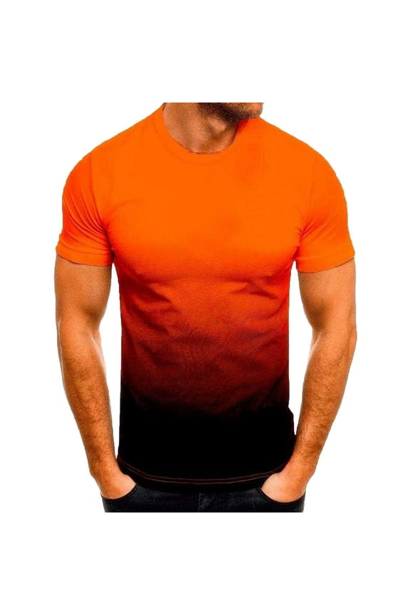 Guzom Soft Style T-Shirt for Men- On Sale Round Neck Orange Size M