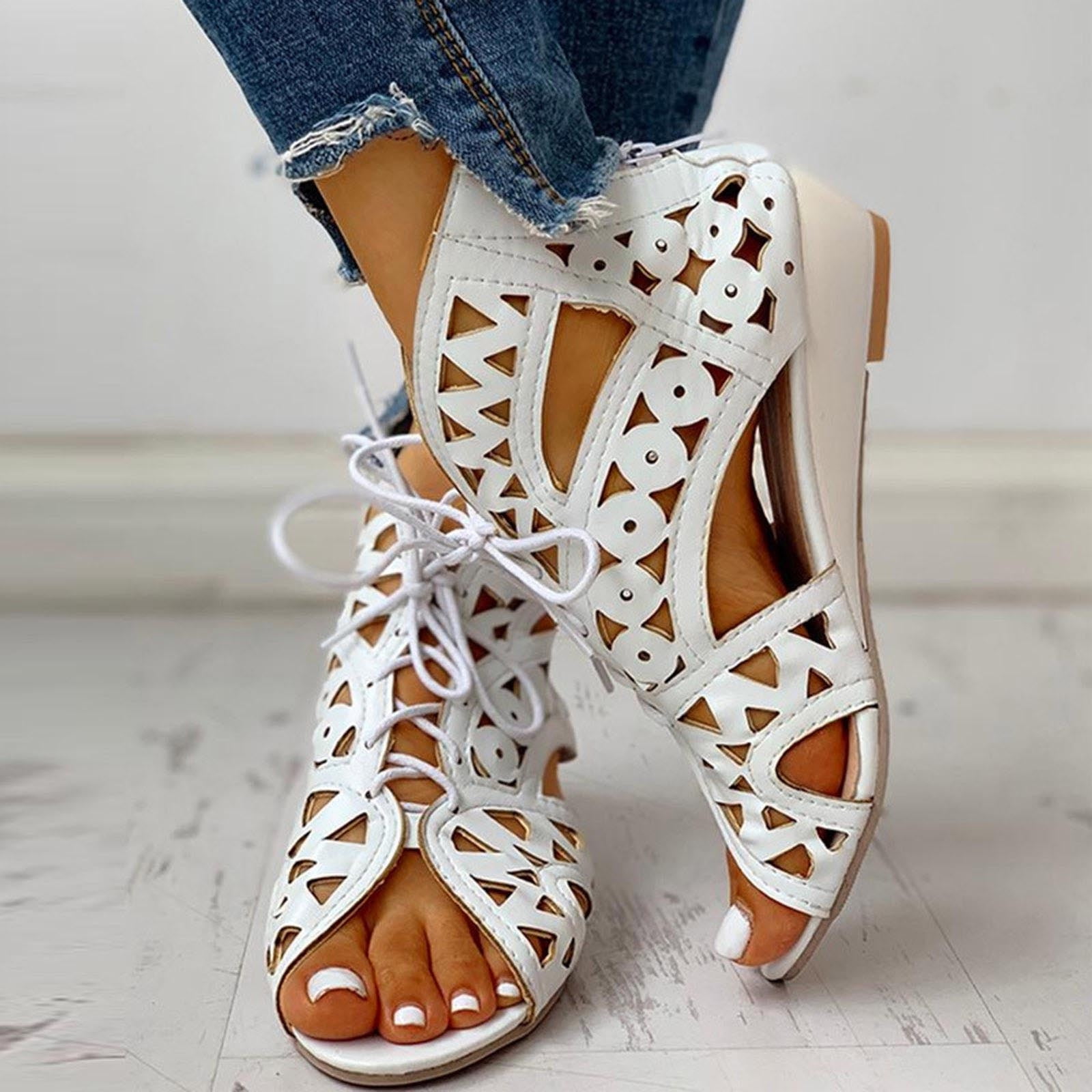 Rontic Studded Gladiator Wedge Heel Sandals Sexy Wedge High Heels For  Women, Open Toe, White/Black, US Sizes 5 13 Perfect For Summer Parties From  Rontic, $57.48 | DHgate.Com