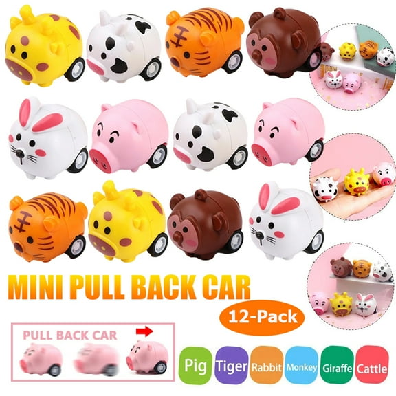 Homaful 12 Pack Pull Back Cars, Construction Vehicles Toys for Baby Kids 1 2 3 Years Old Boys Child, Friction Powered Pull Back and Go Mini Vehicles for Kids Party Favors Birthday Christmas Gifts Toys