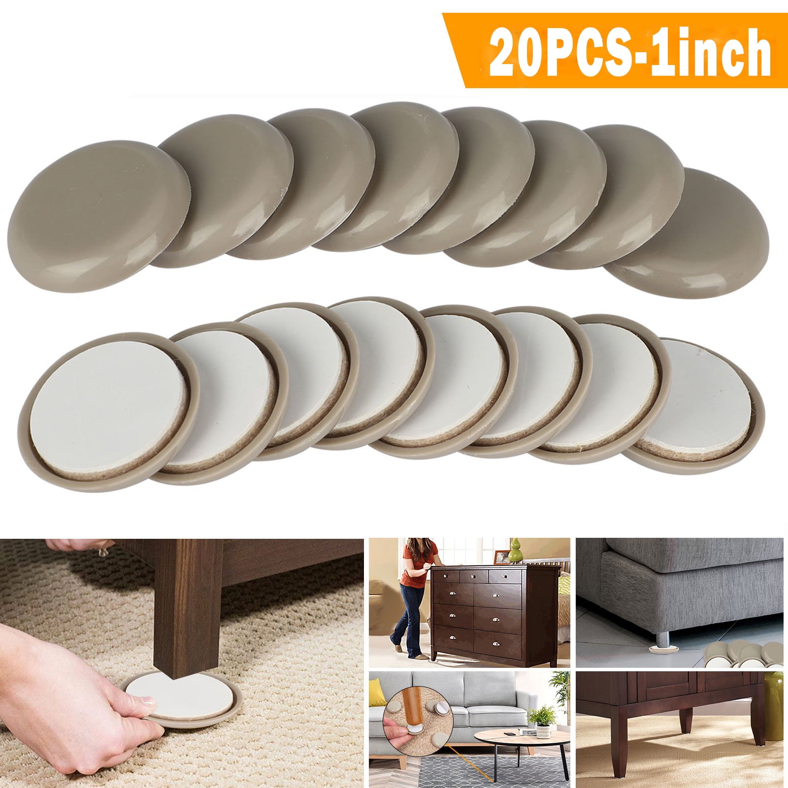 Homaful 20Pcs Furniture Sliders, Self Stick Sliders Legs Furniture