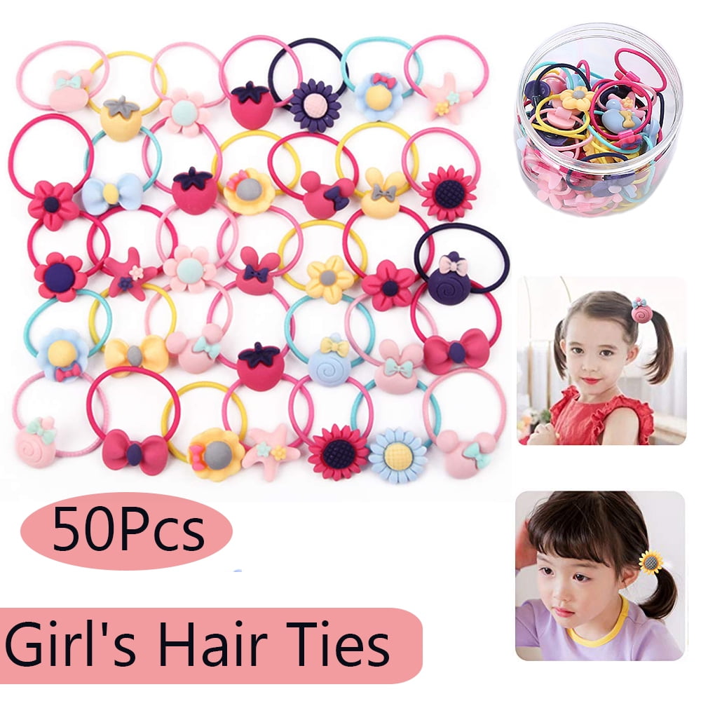 Homaful 50pcs (25 pairs) Mix Colors Girl's Elastic Hair Ties Soft