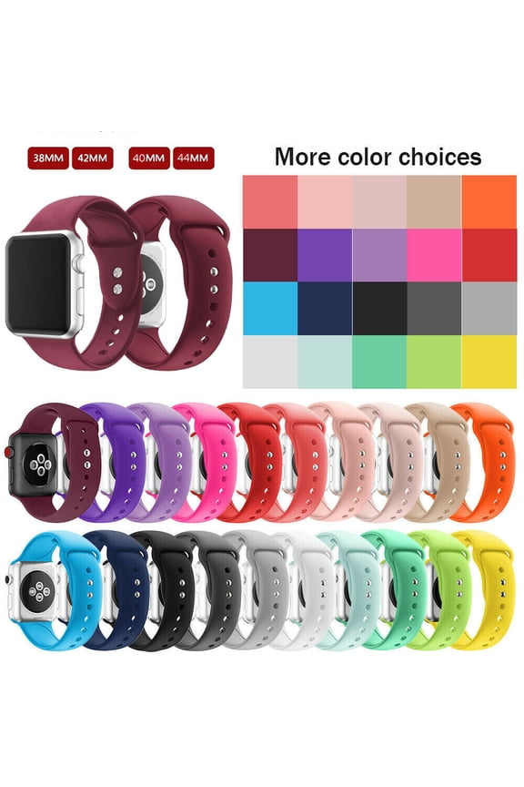 Compatible with Apple Watch Bands 40mm 38mm 42mm 44mm, Soft Silicone Sport Wristbands Replacement Strap with Classic Clasp for iWatch Series SE 6 5 4 3 2 1 for Women Men