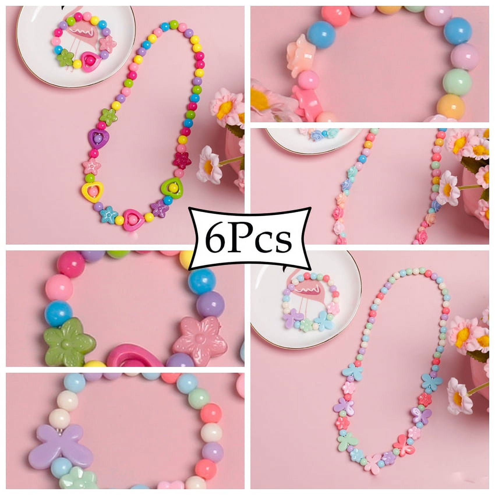 Homaful Little Girls Necklace BraceletSet, 12 Pcs Kids Lovely Beaded  Necklace and Bracelet Colorful Beads Jewelry Princess Dress up for Toddlers  Kids 3 4 5 6 Year Old Gift Pretend Play Party Favors 
