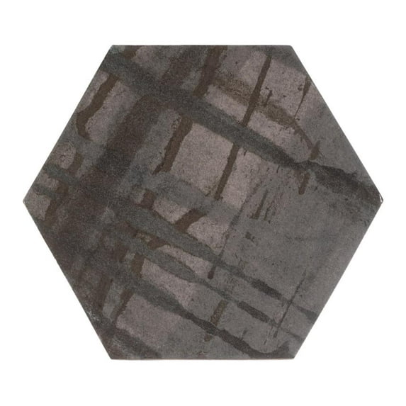 Homage Lincoln Black 5-in. Textured Look Hexagon Glossy Matte Porcelain Wall and Floor Tile