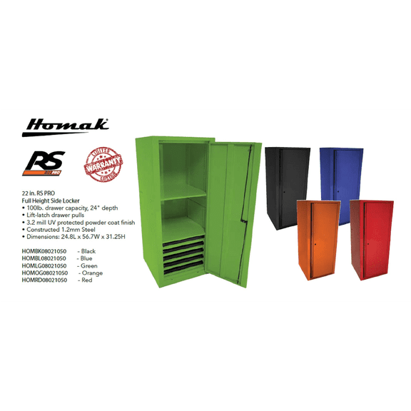 Homak OG08021050 RS PRO 22" Full Height Side Locker, Orange