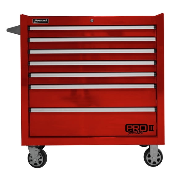 Homak 36 in. Pro 2 7-Drawer Roller Cabinet, Red