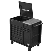 Homak Manufacturing 44 Inch RS Pro 9 Drawer Flip Top Power Service Cart w/ Workstation - Black