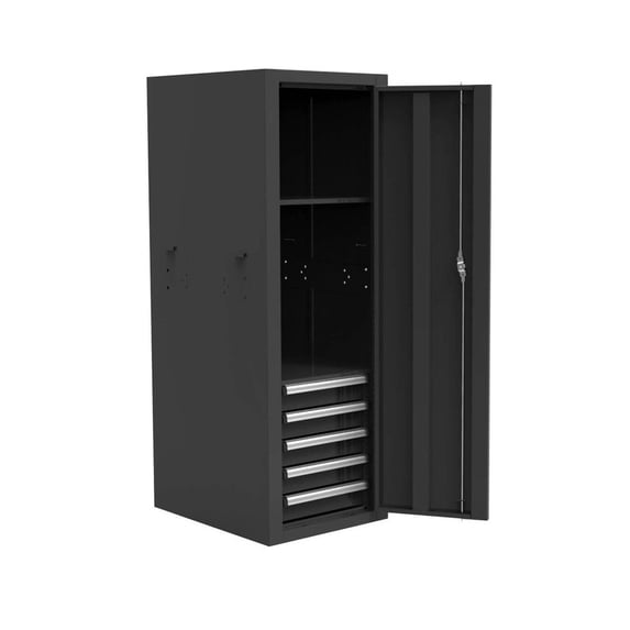 Homak BK08022052 Pro II 5-Drawer 22 in. Full Height Side Locker - Black
