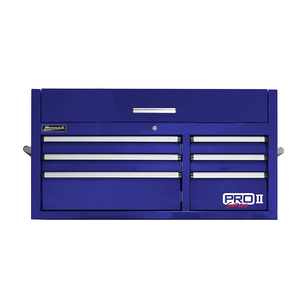Homak RS Pro 72in. 12-Drawer Top Tool Chest With Outlet – Heavy Duty Blue Storage Cabinet