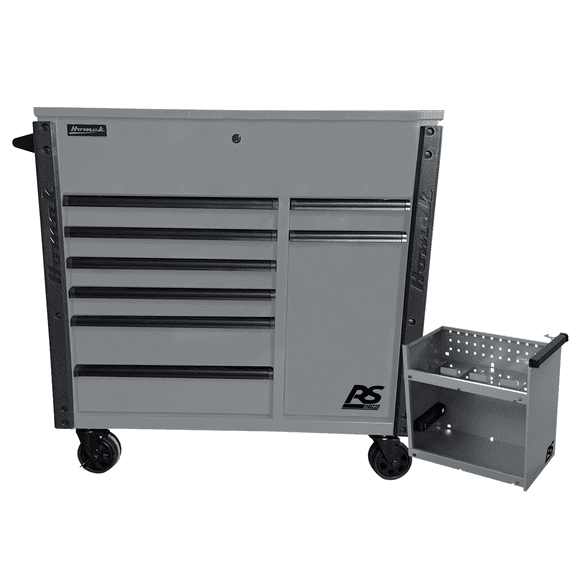 Homak Manufacturing 44" 8-Drawer Service Cart w/power Tool Holder Drawer-Gray
