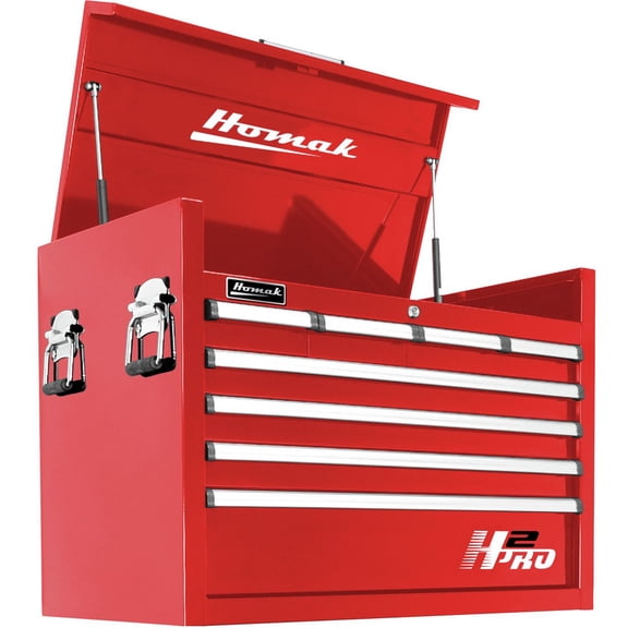 Homak RD02036081 36 in. H2Pro Series 8 Drawer Top Chest (Red)