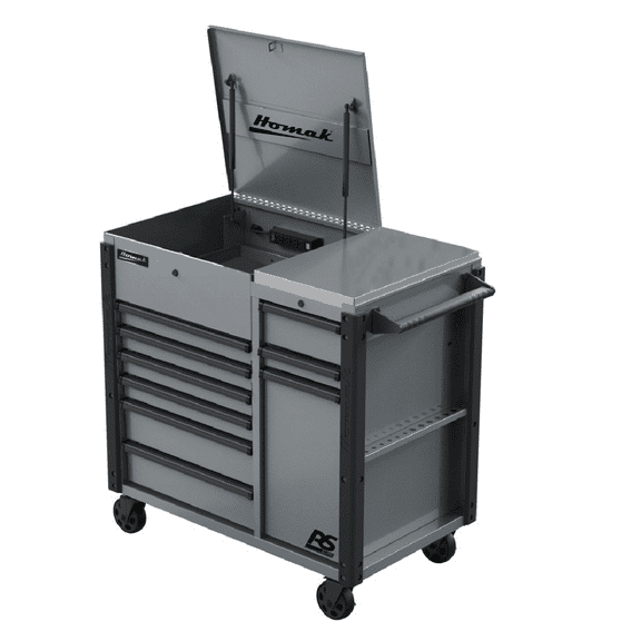 Homak GR06044090 9-Drawer Tool Cart with Power Strip & Locking System