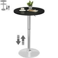 thumbnail image 1 of Homall 1 Piece Bar Table Height Adjustable Bistro Pub Table Cocktail Round Table with Metal Base, Black/Sliver, 1 of 7