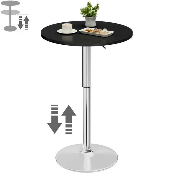 Homall Black height adjustable bistro pub table with metal base, 27.47 to 36 inch
