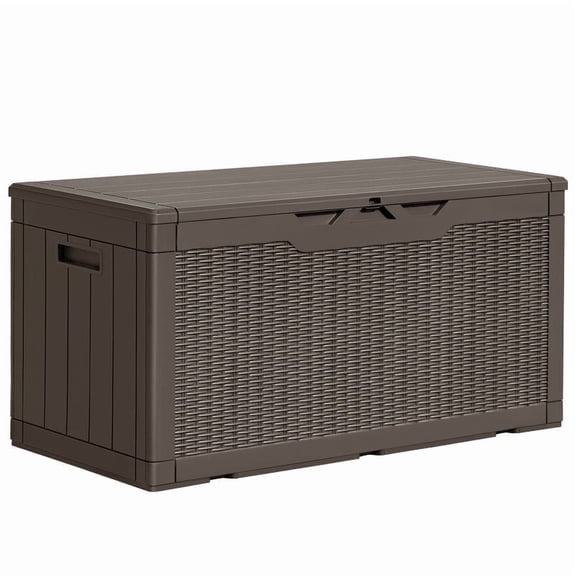 Homall 100 Gallon Outdoor Box Deck Plastic Resin Storage Box, Dark Brown