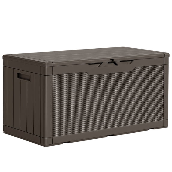 Homall 100 Gallon Outdoor Box Deck Plastic Resin Storage Box, Dark Brown