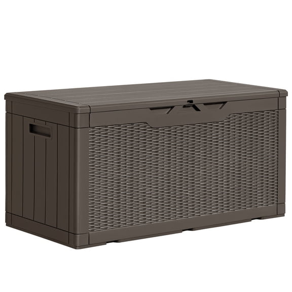 Homall 100 Gallon Outdoor Box Deck Plastic Resin Storage Box, Dark Brown