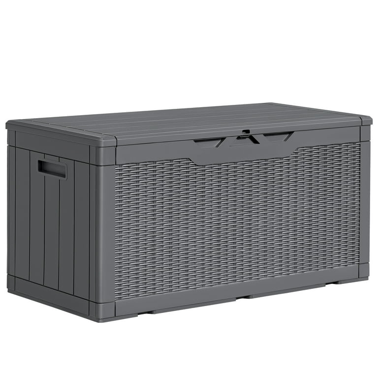 Homall 100 Gallon Outdoor Box Deck Plastic Resin Storage Box Gray Walmart