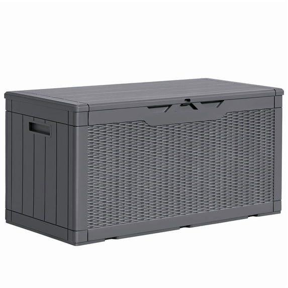 Homall 100 Gallon Outdoor Box Deck Plastic Resin Storage Box, Gray